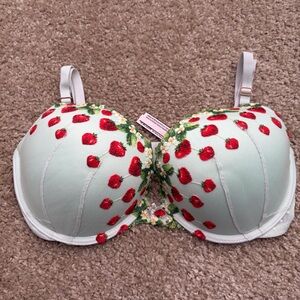 Victoria's Secret Dream Angels Push-Up Mint Green Bra with Strawberry Embroidery